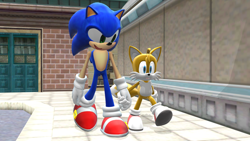 Size: 1192x670 | Tagged: safe, artist:metalclassy, miles "tails" prower, sonic the hedgehog, mmd