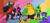 Size: 5000x2300 | Tagged: safe, artist:morbidmist, master zik, zavok, zazz, zeena, zomom, zor, zeti, 2019, abstract background, book, coat, deadly six, facepalm, frown, group, holding something, jacket, leg warmers, looking at viewer, open jacket, outline, sharp teeth, signature, smile, standing, tongue out, white outline, winter outfit