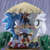 Size: 1000x1000 | Tagged: safe, artist:msn1412, shadow the hedgehog, silver the hedgehog, sonic the hedgehog, 2013, :|, abstract background, chibi, cute, eyes closed, flower, grass, holding something, lidded eyes, looking at each other, looking at viewer, mouth open, open smile, outdoors, rain, shadow is not amused, smile, standing, trio, umbrella, unamused