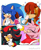 Size: 1021x1259 | Tagged: safe, artist:sallyrose975, amy rose, sally acorn, shadow the hedgehog, sonic the hedgehog, chipmunk, hedgehog, 2025, clothes, eating, female, food, group, holding something, ice cream, male, quartet, signature, star (symbol), sweatdrop