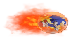 Size: 1689x885 | Tagged: safe, artist:transparentjiggly64, sonic the hedgehog, 2019, 3d, clenched fists, dashing, elemental shield, fire shield, looking ahead, looking offscreen, mid-air, shield (power-up), simple background, solo, transparent background