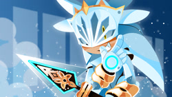 Size: 2048x1152 | Tagged: safe, artist:sirpyes, silver the hedgehog, sonic and the black knight, abstract background, pointing, sir galahad, smile, solo, standing, weapon