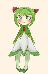 Size: 541x833 | Tagged: safe, artist:hauntedcatstranger-blog, cosmo the seedrian, 2017, beige background, blushing, clenched teeth, simple background, solo, standing