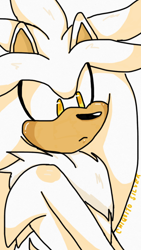 Size: 640x1136 | Tagged: safe, artist:chiquitosilver, silver the hedgehog, 2017, frown, looking offscreen, simple background, solo, white background
