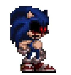 Size: 1148x1199 | Tagged: safe, artist:tomenms, sonic the hedgehog, oc, oc:exesphynx, oc:sonic.exe, 2025, :|, black sclera, bleeding, bleeding from eyes, blood, hand on hip, looking offscreen, pixel art, simple background, solo, sprite, standing, transparent background
