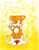 Size: 546x700 | Tagged: safe, artist:x-x-lolzgurl-x-x, miles "tails" prower, 2010, abstract background, blushing, classic sonic (universe), classic tails, hand behind back, looking offscreen, mouth open, open smile, pointing, smile, solo, standing