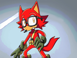 Size: 640x479 | Tagged: safe, artist:pakigecko, gadget the wolf, wolf, 2017, fangs, gradient background, looking at viewer, solo, sonic x style, speedpaint available, speedpaint in description, standing, sweatdrop
