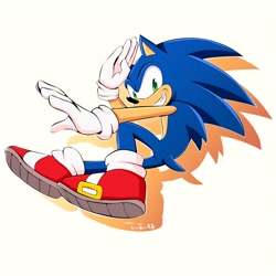Size: 2048x2048 | Tagged: safe, artist:tamtam88, sonic the hedgehog, looking at viewer, simple background, smile, solo, white background