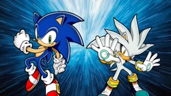 Size: 1920x1080 | Tagged: safe, artist:soniclover82, silver the hedgehog, sonic the hedgehog, duo, wallpaper