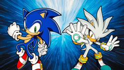 Size: 1192x670 | Tagged: safe, artist:soniclover82, silver the hedgehog, sonic the hedgehog, alternate version, duo, wallpaper
