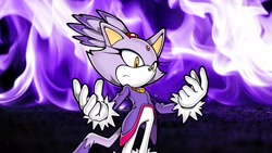 Size: 1920x1080 | Tagged: safe, artist:soniclover82, blaze the cat, fire, solo, wallpaper