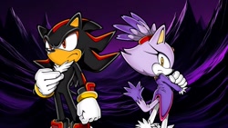 Size: 1920x1080 | Tagged: safe, artist:soniclover82, blaze the cat, shadow the hedgehog, duo, wallpaper
