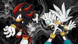 Size: 1920x1080 | Tagged: safe, artist:soniclover82, shadow the hedgehog, silver the hedgehog, duo, wallpaper