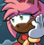Size: 340x350 | Tagged: safe, editor:blackeditsgalore, amy rose, 2024, black edit, dark skin, edit, head rest, icon, idw sonic the hedgehog, looking offscreen, smile, solo