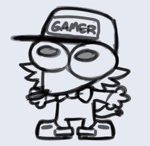 Size: 1094x1067 | Tagged: safe, artist:pocketscribbs, ian jr, 2024, baseball cap, cap, cute, grey background, hat, ianabetes, line art, looking offscreen, looking up, monochrome, simple background, solo
