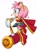 Size: 1425x1855 | Tagged: safe, artist:kiioki11, amy rose, hedgehog, cosplay, dc comics, female, heart, piko piko hammer, simple background, solo, white background, wonder woman