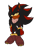Size: 2048x2732 | Tagged: safe, artist:catbathimbo, shadow the hedgehog, 2024, alternate universe, asexual, brown shoes, chest fluff, claws, demiromantic, ear fluff, flat colors, freckles, gloves off, hand on hip, head tilt, lidded eyes, looking at viewer, one fang, simple background, smile, smiling at viewer, solo, standing, tan skin, transparent background, yellow sclera