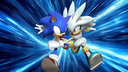 Size: 1192x670 | Tagged: safe, artist:soniclover82, silver the hedgehog, sonic the hedgehog, 3d, duo, wallpaper