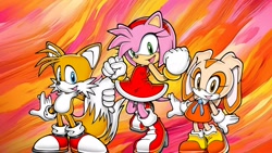 Size: 1920x1080 | Tagged: safe, artist:soniclover82, amy rose, cream the rabbit, miles "tails" prower, trio, wallpaper