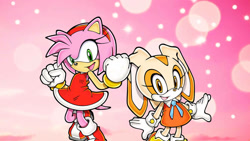 Size: 1192x670 | Tagged: safe, artist:soniclover82, amy rose, cream the rabbit