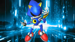 Size: 1192x670 | Tagged: safe, artist:soniclover82, metal sonic, 3d, alternate version, solo, wallpaper