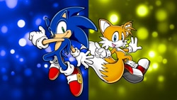 Size: 1920x1080 | Tagged: safe, artist:soniclover82, miles "tails" prower, sonic the hedgehog, duo, wallpaper
