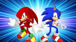 Size: 1192x670 | Tagged: safe, artist:nibroc-rock, artist:soniclover82, knuckles the echidna, sonic the hedgehog, 3d, alternate version, duo, wallpaper