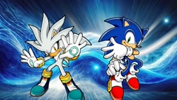 Size: 1920x1080 | Tagged: safe, artist:soniclover82, silver the hedgehog, sonic the hedgehog, duo, wallpaper