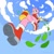 Size: 4096x4096 | Tagged: safe, artist:flameeliwood, amy rose, abstract background, clouds, from below, leaf, piko piko hammer, solo