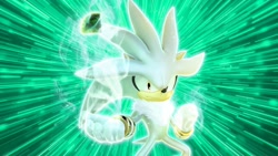 Size: 1920x1080 | Tagged: safe, artist:fentonxd, artist:soniclover82, silver the hedgehog, 3d, chaos emerald, edit, psychokinesis, solo, wallpaper