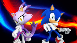 Size: 1192x670 | Tagged: safe, artist:soniclover82, blaze the cat, sonic the hedgehog, 3d, alternate version, duo, wallpaper