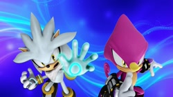 Size: 1920x1080 | Tagged: safe, artist:soniclover82, espio the chameleon, silver the hedgehog, 3d, duo, wallpaper