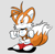 Size: 1963x1943 | Tagged: safe, artist:jaqartdood, miles "tails" prower, fox, 2021, classic tails, clenched fists, grey background, male, shadow (lighting), signature, simple background, smile, solo, standing