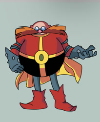 Size: 756x920 | Tagged: safe, artist:christiandrawsalot, robotnik, human, adventures of sonic the hedgehog, 2023, cape, classic robotnik, grey background, redesign, simple background, solo, standing