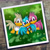 Size: 1920x1920 | Tagged: safe, artist:riotaiprower, flicky, sonic adventure, 2022, abstract background, ambiguous gender, brian, daisy, flying, lily, looking at viewer, mid-air, necklace, photograph, signature, smile, smiling at viewer, trio