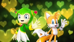 Size: 1920x1080 | Tagged: safe, artist:nibroc-rock, artist:soniclover82, cosmo the seedrian, miles "tails" prower, 3d, duo, shipping, straight, tailsmo, wallpaper