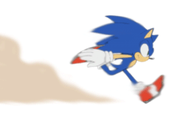 Size: 500x324 | Tagged: safe, artist:ladygt, sonic the hedgehog, 2016, animated, arms behind back, dust clouds, flat colors, gif, infinite loop, looking ahead, looking offscreen, running, side view, simple background, smile, solo, white background