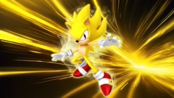 Size: 1920x1080 | Tagged: safe, artist:nibroc-rock, artist:soniclover82, sonic the hedgehog, super sonic, 3d, solo, super form, wallpaper