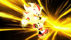 Size: 1192x670 | Tagged: safe, artist:soniclover82, shadow the hedgehog, super shadow, 3d, alternate version, solo, super form, wallpaper