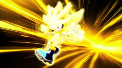 Size: 1192x670 | Tagged: safe, artist:soniclover82, silver the hedgehog, 3d, alternate version, solo, super form, super silver, wallpaper