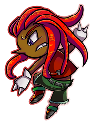 Size: 828x995 | Tagged: safe, artist:shadow-luna, knuckles the echidna, human, chibi, dark skin, gloves, humanized, outline, shoes, shorts, simple background, sleeveless shirt, solo, transparent background
