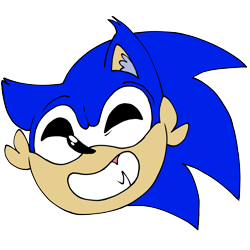 Size: 2048x2048 | Tagged: safe, artist:marsupial-emojigraphs, sonic the hedgehog, hedgehog, 2025, cheek fluff, clenched teeth, ear fluff, eyes closed, flat colors, head only, heart, simple background, smile, solo, transparent background