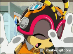 Size: 320x238 | Tagged: safe, charmy bee, bee, animated, charmabetes, cute, fourth wall break, gif, happy, makeagif.com, solo, sonic x, tears of happiness, touching the screen