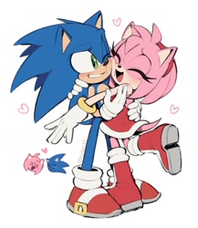 Size: 1152x1326 | Tagged: safe, artist:kiioki11, amy rose, sonic the hedgehog, hug