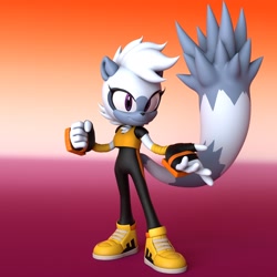 Size: 2048x2048 | Tagged: safe, artist:were_whisp, tangle the lemur, 2025, 3d, clenched fist, gradient background, looking at viewer, redraw, smile, smiling at viewer, solo, standing