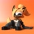 Size: 2048x2048 | Tagged: safe, artist:were_whisp, whisper the wolf, wolf, 2025, 3d, eyes closed, fangs, female, gradient background, hand on ground, sitting, smile, solo