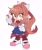 Size: 1706x2048 | Tagged: safe, artist:over_x6, dog, 2025, barely sonic related, blushing, cocker spaniel, crossover, doki doki literature club, hand on hip, heart, mobianified, monica (doki-doki), schoolgirl outfit, simple background, smile, smiling at viewer, solo, white background