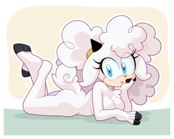 Size: 1280x1024 | Tagged: suggestive, artist:louistrations, lanolin the sheep, sheep, female, nudity, solo