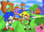 Size: 1047x750 | Tagged: artist needed, safe, sonic the hedgehog, hedgehog, green hill zone, chili dog, classic sonic, crossover, duo focus, food, hot dog, link, literal animal, loop, male, nintendo, outset island, pig, potion, ring, rings, the legend of zelda, toon link, trio, wind waker