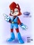 Size: 768x1024 | Tagged: safe, artist:cerberustheterrible, sally acorn, character name, female, gradient background, lidded eyes, looking offscreen, pointing, redesign, smile, solo, text